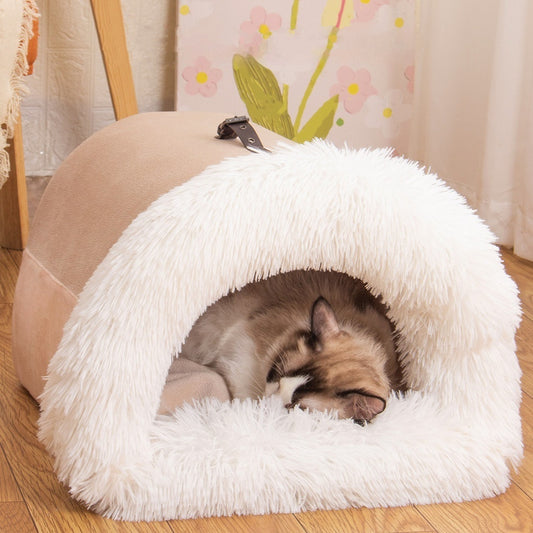 Portable Pet Nest with Long Fur