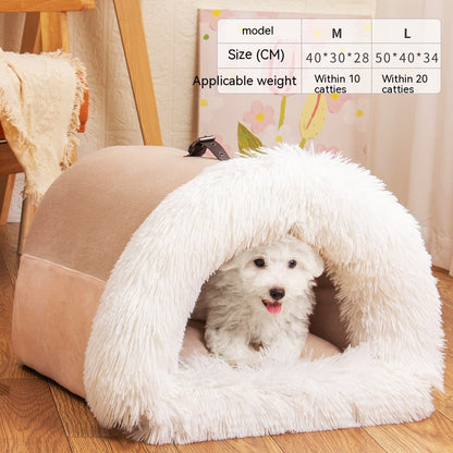 Portable Pet Nest with Long Fur