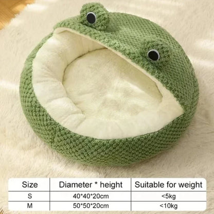 Plush Round Frog Pet Bed