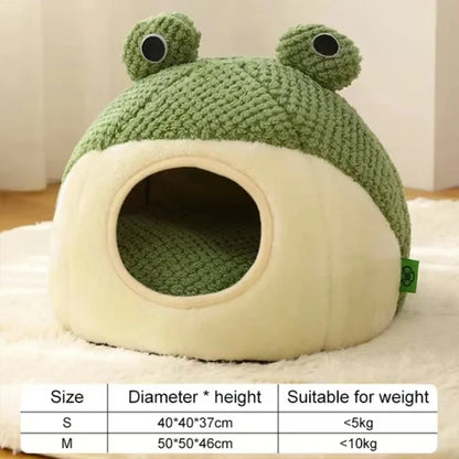 Plush Round Frog Pet Bed