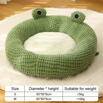 Plush Round Frog Pet Bed