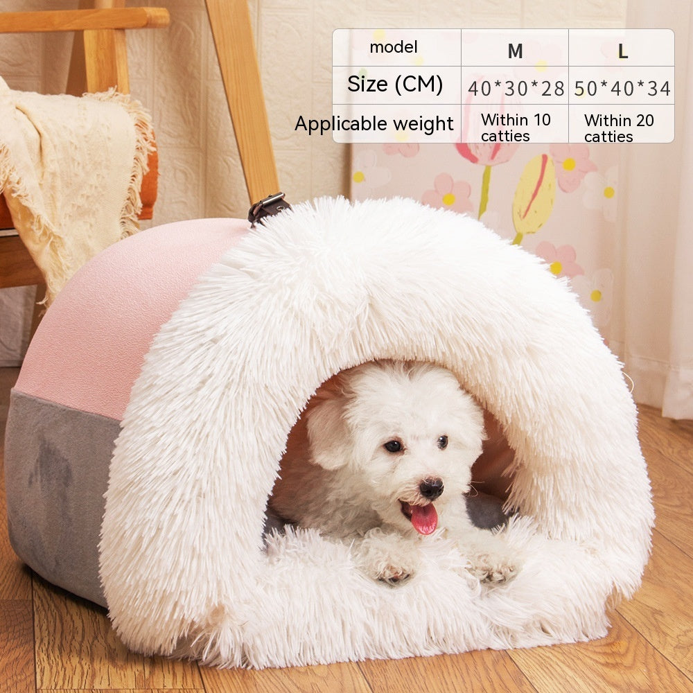 Portable Pet Nest with Long Fur