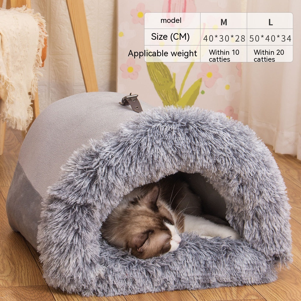 Portable Pet Nest with Long Fur